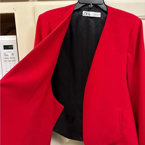 Zara Women's Red Cape Blazer Jacket - Picture 3 of 6